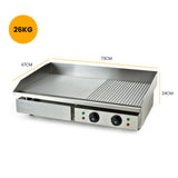 NNEMB Commercial Electric Griddle Extra Large 73x40cm 2 x 10A Countertop-Dual Surface