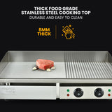 NNEMB Commercial Electric Griddle Extra Large 73x40cm 2 x 10A Countertop-Dual Surface