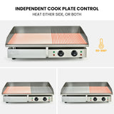 NNEMB Commercial Electric Griddle Extra Large 73x40cm 2 x 10A Countertop-Dual Surface