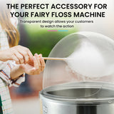 NNEMB Commercial Fairy Floss Cotton Candy Maker Machine Bubble Cover 52cm