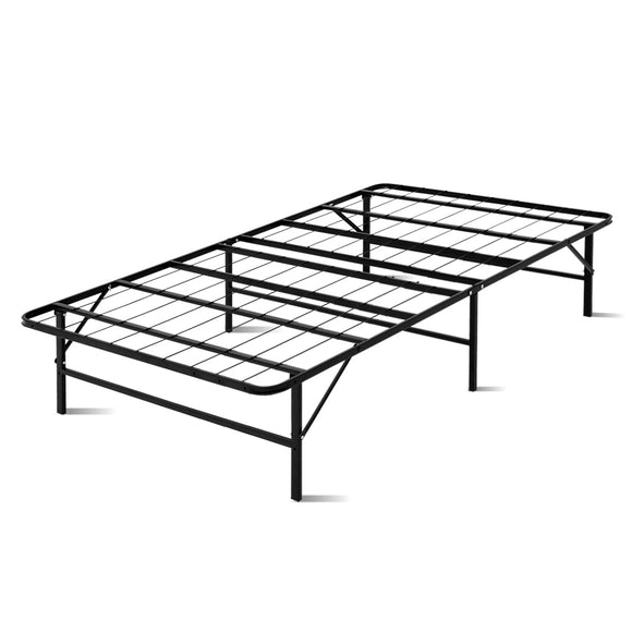 NNEDSZ Foldable King Single Metal Bed Frame - Black