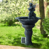 NNEDSZ Water Fountain Features Solar with LED Lights Outdoor Cascading Angel