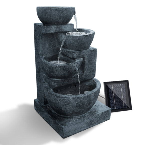 NNEDSZ 4 Tier Solar Powered Water Fountain with Light - Blue