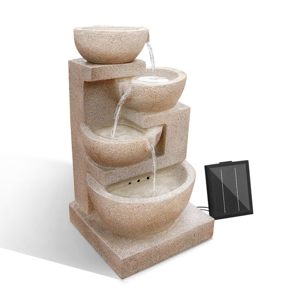 NNEDSZ 4 Tier Solar Powered Water Fountain with Light - Sand Beige