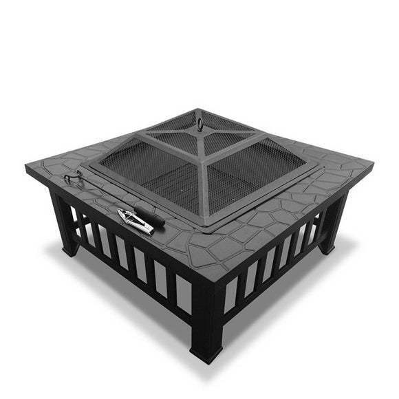 NNEDSZ Outdoor Fire Pit Table Grill Fireplace Stone Pattern