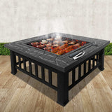 NNEDSZ Outdoor Fire Pit Table Grill Fireplace Stone Pattern