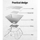 NNEDSZ Grillz Camping Fire Pit BBQ 2-in-1 Grill Smoker Outdoor Portable Stainless Steel