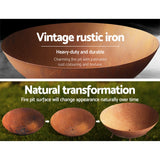 NNEDSZ Fire Pit Outdoor Heater Charcoal Rustic Burner Steel Fireplace 70CM