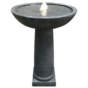 NNEMB Bird Bath Solar Water Feature Fountain-Contemporary Birdbath Design-with Panel Kit-LED Lights-Dark Grey