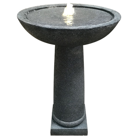 NNEMB Bird Bath Solar Water Feature Fountain-Contemporary Birdbath Design-with Panel Kit-LED Lights-Dark Grey