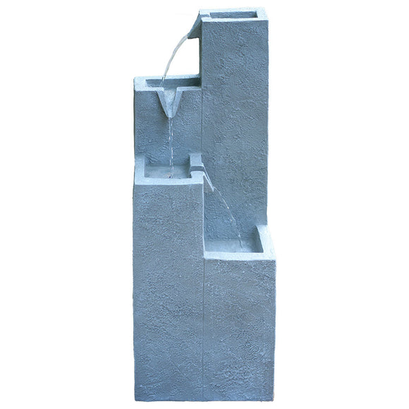 NNEMB Contemporary Solar Water Fountain Outdoor Garden Feature-Cascading Design-with Panel Kit-LED Lights-Light Grey