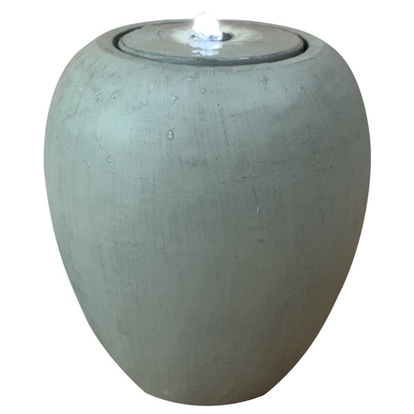NNEMB Pot Style Solar Water Feature Fountain-with Panel Kit-LED Lights-Light Grey