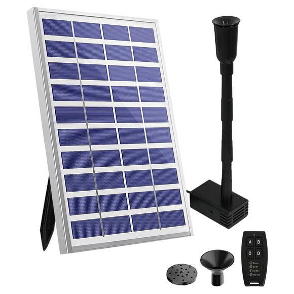 NNEMB Hi-Flow Water Feature Fountain Pond Pump-w/ Solar Panel-Lithium Battery-Remote Control-Nozzle kit
