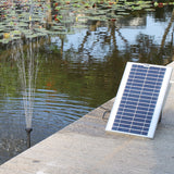 NNEMB Water Feature Fountain Pond Pump-w/ Solar Panel-Lithium Battery-Remote Control-Nozzle kit