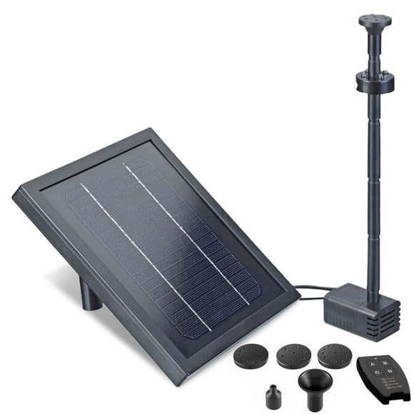 NNEMB Water Feature Fountain Pond Pump-w/ Solar Panel-Lithium Battery-Remote Control-Nozzle kit