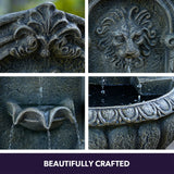 NNEMB Lion Head Solar Powered Water Feature Fountain-Traditional Design-with Panel Kit-LED Lights
