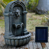 NNEMB Lion Head Solar Powered Water Feature Fountain-Traditional Design-with Panel Kit-LED Lights