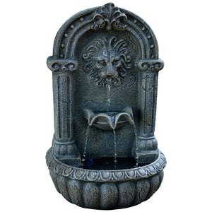 NNEMB Lion Head Solar Powered Water Feature Fountain-Traditional Design-with Panel Kit-LED Lights