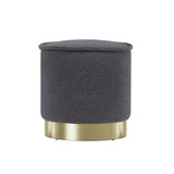 NNEDSZ Ottoman Round Foot Stool Teddy Fabric Foot Rest Padded Seat Charcoal