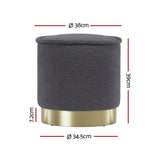 NNEDSZ Ottoman Round Foot Stool Teddy Fabric Foot Rest Padded Seat Charcoal