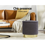 NNEDSZ Ottoman Round Foot Stool Teddy Fabric Foot Rest Padded Seat Charcoal