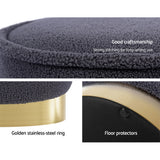 NNEDSZ Ottoman Round Foot Stool Teddy Fabric Foot Rest Padded Seat Charcoal