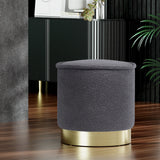 NNEDSZ Ottoman Round Foot Stool Teddy Fabric Foot Rest Padded Seat Charcoal