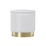 NNEDSZ Ottoman Round Foot Stool Teddy Fabric Foot Rest Padded Seat White