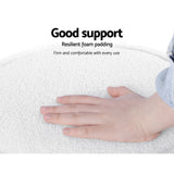 NNEDSZ Ottoman Round Foot Stool Teddy Fabric Foot Rest Padded Seat White