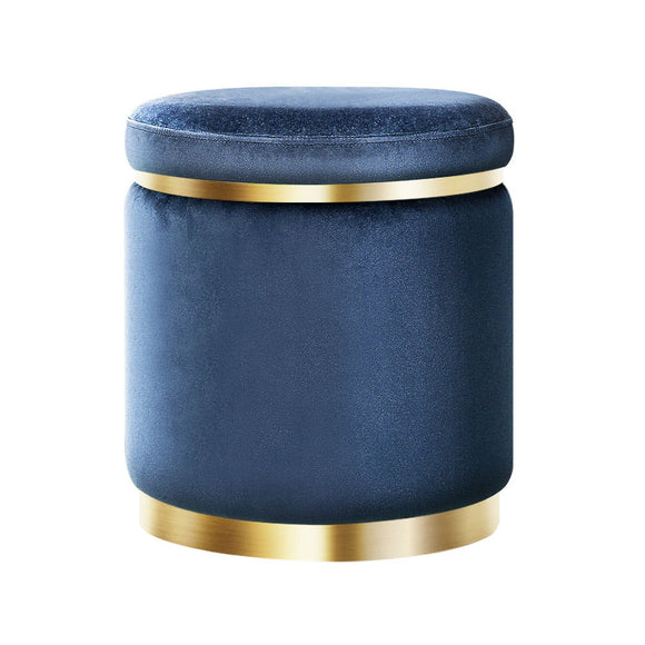 NNEDSZ Stool Round Velvet Ottoman Foot Rest Pouffe Pouf Padded Seat Footstool Navy