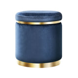 NNEDSZ Stool Round Velvet Ottoman Foot Rest Pouffe Pouf Padded Seat Footstool Navy