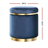 NNEDSZ Stool Round Velvet Ottoman Foot Rest Pouffe Pouf Padded Seat Footstool Navy
