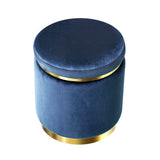 NNEDSZ Stool Round Velvet Ottoman Foot Rest Pouffe Pouf Padded Seat Footstool Navy