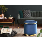 NNEDSZ Stool Round Velvet Ottoman Foot Rest Pouffe Pouf Padded Seat Footstool Navy