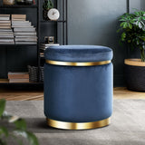 NNEDSZ Stool Round Velvet Ottoman Foot Rest Pouffe Pouf Padded Seat Footstool Navy