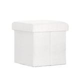 NNEDSZ Square Foot Stool Teddy Fabric Storage Ottoman Footrest Padded Seat White