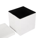 NNEDSZ Square Foot Stool Teddy Fabric Storage Ottoman Footrest Padded Seat White