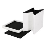 NNEDSZ Square Foot Stool Teddy Fabric Storage Ottoman Footrest Padded Seat White