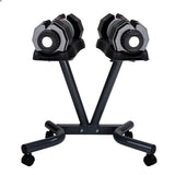 NNEMB 2 x 25kg Adjustable Weight Dumbbell Set with Rolling Stand for Home Gym Fitness Training