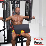 NNEMB Red Multi Station Home Gym Set with 125lbs Plates & Boxing Bag-M9500
