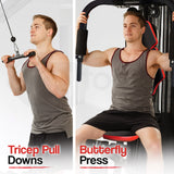 NNEMB Red Multi Station Home Gym Set with 125lbs Plates & Boxing Bag-M9500