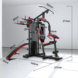 NNEMB Red Multi Station Home Gym Set with 148lbs Plates & Boxing Bag-M9500
