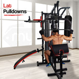 NNEMB Red Multi Station Home Gym Set with 148lbs Plates & Boxing Bag-M9500