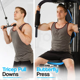 NNEMB Blue Multi Station Home Gym Set with 100lbs Plates & Punching Bag-M9500