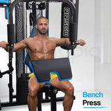 NNEMB Blue Multi Station Home Gym Set with 100lbs Plates & Punching Bag-M9500