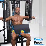 NNEMB Blue Multi Station Home Gym Set with 125lbs Plates & Boxing Bag-M9500