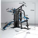 NNEMB Blue Multi Station Home Gym Set with 125lbs Plates & Boxing Bag-M9500