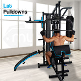 NNEMB Blue Multi Station Home Gym Set with 148lbs Plates & Punching Bag-M9500