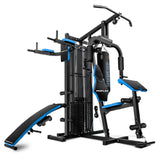 NNEMB Blue Multi Station Home Gym Set with 148lbs Plates & Punching Bag-M9500