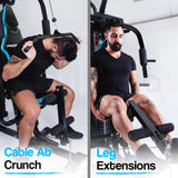 NNEMB Blue Multi Station Home Gym Set with 148lbs Plates & Punching Bag-M9500